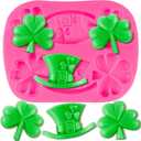 Shamrocks Silicone Mold St Patrick's Day Silicone Mold Irish Hat Irish Baking Shape in Pink for DIY Chocolate, Candy, Cake, Jelly, Pudding, Dessert