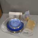 Rubtlamp 175 Pcs Plastic Dinnerware Set (25 Guests), Blue Disposable Plates With Gold Rim, Hammered Party Plates Set Include Dinner Platos, Dessert Platos, Cups, Cutlery And Napkins for Party