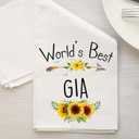 World's Best Gia Kitchen Towel, Floral Sunflower Kitchen Towel, Best Gia Ever, Gift Mothers Day Birthday Christmas Thanksgiving for Gia, Soft and Absorbent Kitchen Tea Towel
