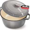 Mueller 6 Quart Enameled Cast Iron Dutch Oven, Heavy-Duty Casserole and Braiser Pan with Lid and Knob, Safe for All Cooktops