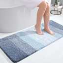 OLANLY Bathroom Runner Rugs Mat 44x20, Extra Soft Absorbent Microfiber Bath Rugs, Rubber Backing, Quick Dry, Washable Long Bath Mats for Bathroom Floor, Tub and Shower, Home Decor Accessories, Blue
