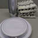 WELLIFE 210 Piece Silver Plastic Dinnerware Set for 30 Guests, Plastic Plates for Party, Include: 30 Dinner Plates, 30 Dessert Plates, 30 Pre Rolled Napkins with Silver Silverware and 30 Silver Cups