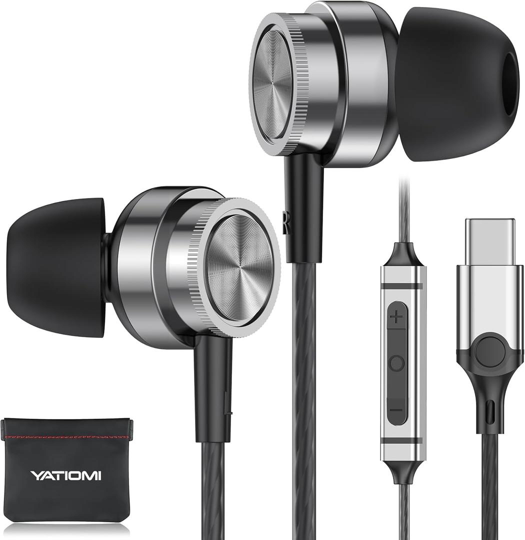 USB C Headphone for Samsung S25 S24 S23 Ultra FE S22 A16 A56 A55, USB C Wired Earbuds Magnetic in-Ear Type C Earphone with Microphone Volume Control Stereo Noise Canceling for iPhone 1716 5 Pro Max