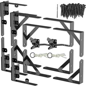 Anti Sag Gate Kit Heavy Duty No Sag Kit Gate Corner Brace Bracket for Wooden Gate Fence with a Self-Locking Gate Latch (No Sag Kit C - 2Set), Black