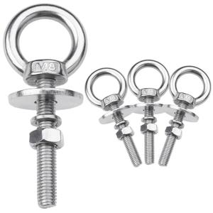 4 Pack M8 Stainless Steel Eye Bolts with Nuts, 5/16" x 2" Long Lifting Ring Eye Bolt Eye Bolts Heavy Duty for Hang Tie Down Outdoor (4, M8x51mm (5/16"x2"))