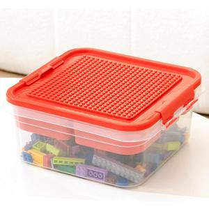 Toys Storage Organizer Bins for Lego, Building Blocks Storage with Building Baseplate Lid, Storage Containers for Building Brick Storage Plastic Stackable Organizer Bin Toy Chest (Red)