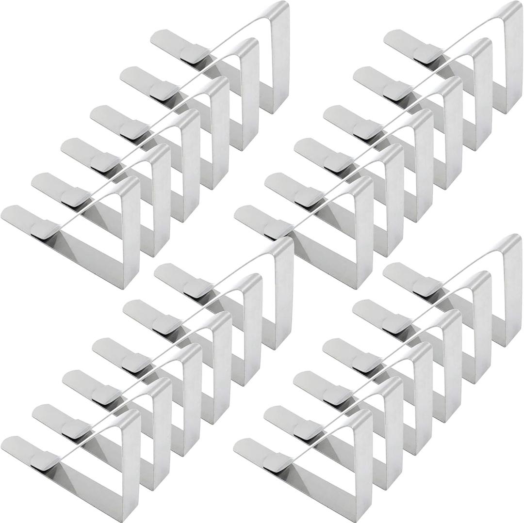 Tablecloth Clips, Set of 24 Extra Large Table Cover Cloth Clamps for Home Party & Picnic(Up to 2.7") (Silver)