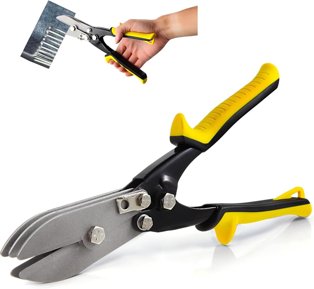 5-Blade Hand Crimper Sheet Metal Tools, Hvac Tool for 24-28 Gauge Duct Work Downspout and Stove Pipe, 10-1/2" Sheet Metal Crimper Gutter End Cap Duct Crimping Tool