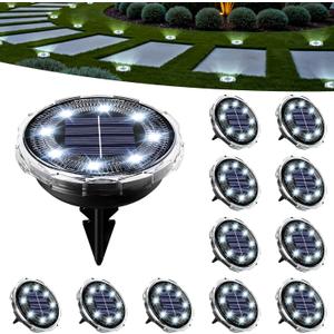 SOLPEX Solar Ground Lights 12 Pack, Solar Pathway Lights Outdoor Waterproof, Landscape Lighting for Garden, Walkway, Driveway, Yard, Deck, Patio, Swimming Pool (Cool White)