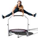 BCAN 40 Foldable Mini Trampoline Max Load 330lbs, Fitness Rebounder with Adjustable Foam Handle, Exercise Trampoline for Adults Indoor/Garden Workout