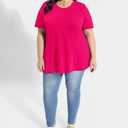 TIYOMI Women Plus Size Tops Basic Summer Shirts Short Sleeve Crewneck Tunics Casual T-Shirt Loose Fits XL-5XL (XXL)