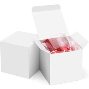 ValBox 4x4x4 White Gift Boxes 50PCS Kraft Paper Boxes with Lids for Gifts, Crafting, Cube, Cupcake Boxes, Easy Assemble Boxes for Party Favor