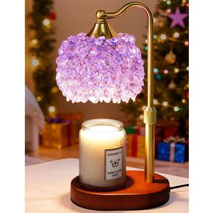 Candle Warmer Lamp with Timer, 10 RGB Mode, 4 Brightness Levels, Dimmer Adjustable Height Candle Lamp Warmer, Crystals Lampshade with 2 Bulbs Wax Warmer LampVintage Home Decor, Christmas Gifts