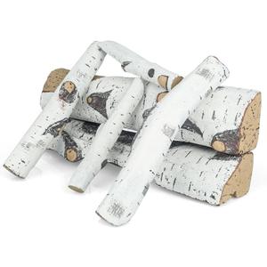 Ceramic Gas Logs, 6PCS Gas Fireplace Logs, Large Fireplaces Wood Logs for Indoor, Outdoor Fireplaces & Fire Pits Decorative (6Pack-2L4M)