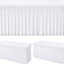 Fixwal 2 Pack White Spandex Tablecloth for Rectangle Table 6ft, Table Skirt for Party, Show, Wedding and Birthday