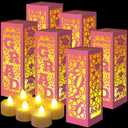 Rossesay 6 Pcs Graduation Table Centerpieces Boxes Class of 2026 Graduation Lanterns for Centerpieces with LED Candles Congrats Grad School College Photo Props for Party Table Decoration (Pink)