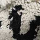 Creative Co-Op Woven Wool Shag Lumbar Pillow with Love Design, Black and Cream, 24 inches x 14 inches x 14 inches