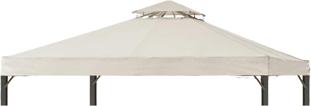 Gazebo Replacement Top 10x12 FT, Gazebo Canopy Replacement Cover for 2 Tier Outdoor Patio Garden Tent Frames,Canopy Cover with Air Vent, Beige