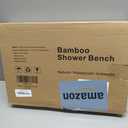 Bamboo Shower Bench, Shower Chair with Non-Slip Feet Storage Shelf Safe and Stable, Kids Adults Wooden Stool for Bathroom, Bedside, Living Room, Spa