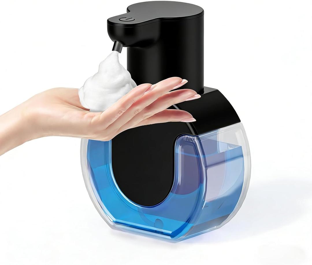 Automatic Soap Dispenser Touchless,Rechargeable Foaming Soap Dispenser,15oz/420ml Smart Hand Soap Dispensers,4-Level Adjustable,Wall Mount for Bathroom Kitchen Dish Soap,Hands-Free (Black)