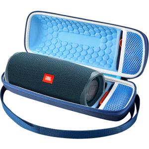 Hard Travel Case for JBL Charge 4/ Charge 5 Waterproof Bluetooth Speaker. Carrying Storage Bag Fits Charger and USB Cable - Blue+ Inside Blue (Case Only)