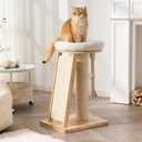 Modern Cat Tree Small Tower with Scratching Post for Indoor, Solid Wood Multifunctional Corner Cat Tree Tower with Bed, Dangling Ball,Interactive Rope, Scratching Board