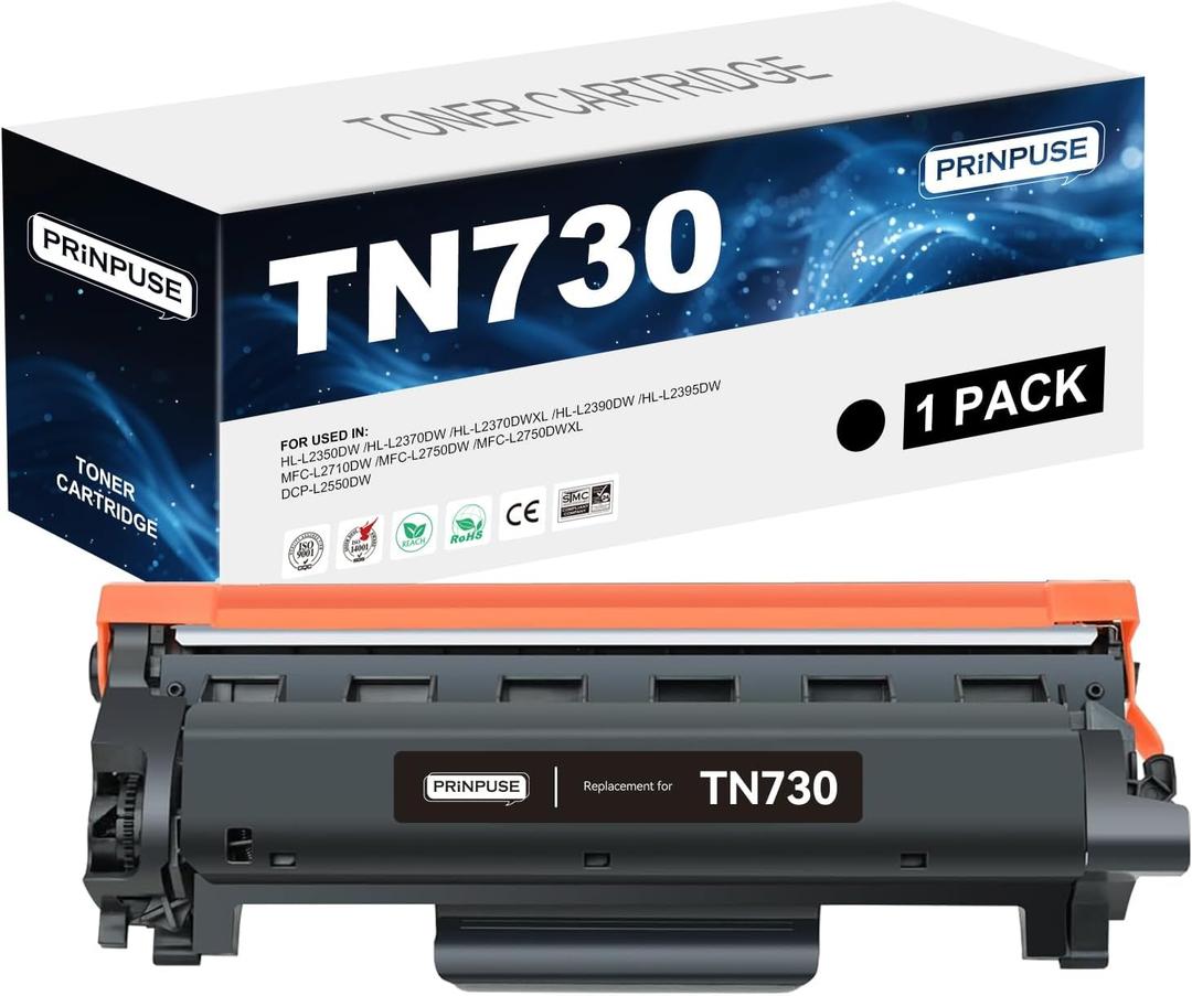 TN-730 TN730 Toner Cartridge for Brother Printer Replacement Compatible for Brother TN760 TN730 Toner Cartridge Used with MFC-L2710DW MFC-L2750DW HL-L2350DW HL-L2370DW HL-L2395DW DCP-L2550DW