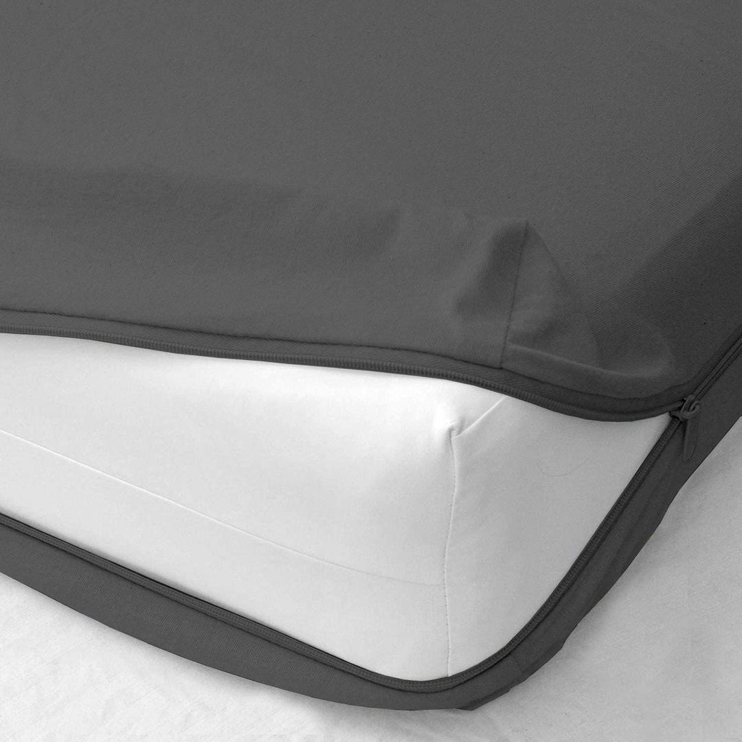 Zipper Fitted Sheet - King Size, 12 Inch Deep Pocket, Hotel Quality Brushed Microfiber Bottom Sheet, Soft Wrinkle-Free, Shrinkage and Fade Resistant, 1 Fitted Sheet Only (Dark Grey)