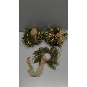 6 PCS Small Winter Blue Berry Cabinet Wreath Artificial Mini Kitchen Wreaths Vintage Swags Wreath with Retro Burlap Ribbon for Farmhouse Rustic Home Front Door Window Pillar Wedding Chair Wall