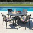 LVTXIII Set of 4 Outdoor Chair Cushions for Patio Furniture, Water Repellent Patio Chair Cushions 17"x16" with Ties, U-Shaped Dining Chair Pads for Garden Kitchen Use, Vigour Paisley