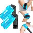 Ice Packs for Injuries Reusable, 2 Packs Hot & Cold Gel Ice Packs with Adjustable Strap, Alleviate Joint and Muscle Pain, Flexible Therapy on Shoulder, Knee, Arms, Legs Medium 10"x5" (Blue)