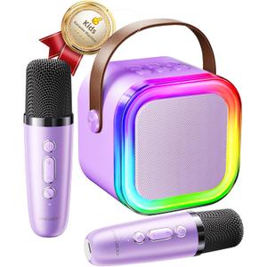 Kinglucky Mini Karaoke Machine for Kids, Top Birthday Gift Pick for Girls Ages 3, 4, 5, 6, 7, 8, 9, 10, 11, 12 Years Old, Kids' Personal Video Players Accessories with 2 Mics Valentine Kid Gift Purple
