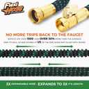 Flexi Hose with 8 Function Nozzle, 25FT - Lightweight Expandable Garden Hose, No-Kink Flexibility, 3/4 Inch Solid Brass Fittings and Double Latex Core - Black and Green