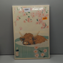 Japanese Bathroom Canvas Wall Art Funny Highland Cow in Bathtub Wall Decor Paintings Vintage Cute Cattle Humorous Animal Prints Aesthetic Pictures for Restroom Toilet Decoration 16x24 Inch Framed