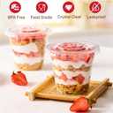 50 Pack 9 Oz Clear Plastic Dessert Cups with Flat Lids No Hole, Small Parfait Cups Mini Round Party Serving Cups for Cakes, Snacks, Fruits, Ice Creams