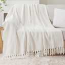 BATTILO HOME Cream White Throw Blanket for Couch, Ivory Throw Blanket for Bed, Warm Decorative White Blanket Throw for Home Decor, 50" x 60"