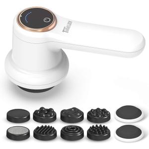 Electric Cellulite Massager  Body Sculpting Machine with 8 Massage Heads, Lymphatic Drainage & Skin Tightening for Belly Stomach Leg, Lipo Roller Massager After Surgery, Adjustable Speed. (White)