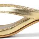Uacllcau Kitten Heels Sandals for Women Square Open Toe Flip Flops Strappy Heels for Women Sandals Slides (9.5, Gold)