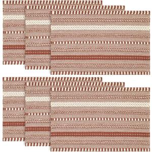 Artoid Mode Caramel Farmhouse Woven Braided Stripe Placemats Set of 6,12x18 Inch Seasonal Holiday Table Mats Party Kitchen Dining Decoration