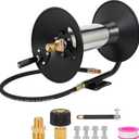 3/8" Heavy Duty Steel Pressure Washer Reel, 100FT High Pressure Hose Reel with Hand Crank, 4000 PSI Power Washer Hose Reel Swivel Arm for Liquid/Air/Water Use