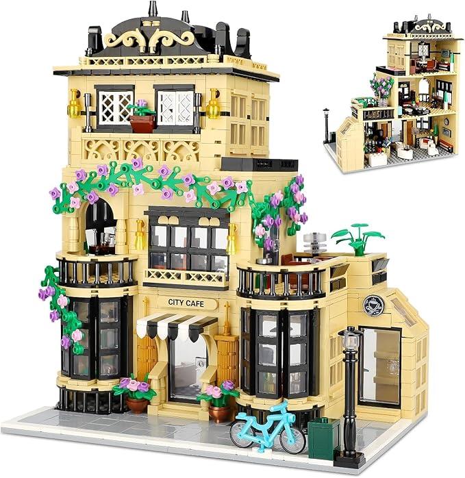 City Coffee Shop Building Blocks Set Compatible with Lego City House, Architecture Modular Building ThreeStory House Building Blocks for Adults (1443pcs)