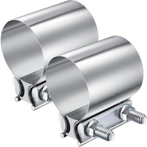 2 Pack 2.25 Inch Exhaust Clamp,2 1/4" Butt Joint Band Clamp Sleeve Coupler 304 Stainless Steel for Pipes,Mufflers,Catalytic Converters 2 Pack 2.25 Inch Exhaust Clamp,2 1/4" Butt Joint Band Clamp Sleeve Coupler 304 Stainless Steel for Pipes,Mufflers,Catalytic Converters