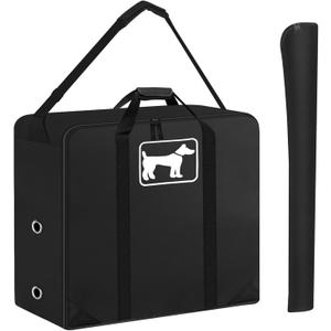 SIRUITON Dog Playpen Storage Bag Fits 40" H 8 Panels and 9 Stakes, Heavy Duty 600D Oxford Fabric Suitable for Foldable Exercise Pet Playpen, Dog Fence Travel Bag with Reinforcing Plate & Shoulder (Black)