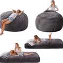MAXYOYO Giant Bean Bag Chair Bed for Adults, Includes Two Beds, Convertible Beanbag Folds from Lazy Chair to Floor Mattress Bed, Big Sofa Bed, High-Density Foam Filling, Machine Washable, King