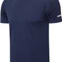 frueo 1 Pack Gym Workout Shirts for Men Quick Dry Moisture Wicking Short Sleeve Mesh Active T-Shirts, 520, Navy, M