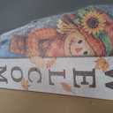 Fall Door Decor Wooden Scarecrow Welcome Sign for Front Door 42" Thanksgiving Standing Porch Decoration, Farmhouse Outdoor Patio Yard Ornament for Autumn Home, 7.8"x47.2"