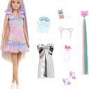 Barbie Fun & Fancy Doll & Accessories, Blonde Fashion Doll with Extra-Long Hair & 2 Looks, Including Silver Metallic Dress & Hair Extension