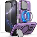 MMHUO for iPhone 16 Pro Case with Adjustable Camera Protector & Screen Protector,[Compatible with MagSafe] [Military Grade Protection] Shockproof Phone Case for iPhone 16 Pro,Purple