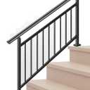 Metty Metal Handrails for Outdoor Steps Suitable for 1 to 5 Steps- Wrought Iron Stair Railing- Step Steady with 5 Feet Handrailing- Safe Indoor Home Banisters (White with Balusters)