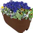 Emsco Group Bloomers Railing Planter with Drainage Holes 24" Weatherproof Resin Planter Brown, Plastic